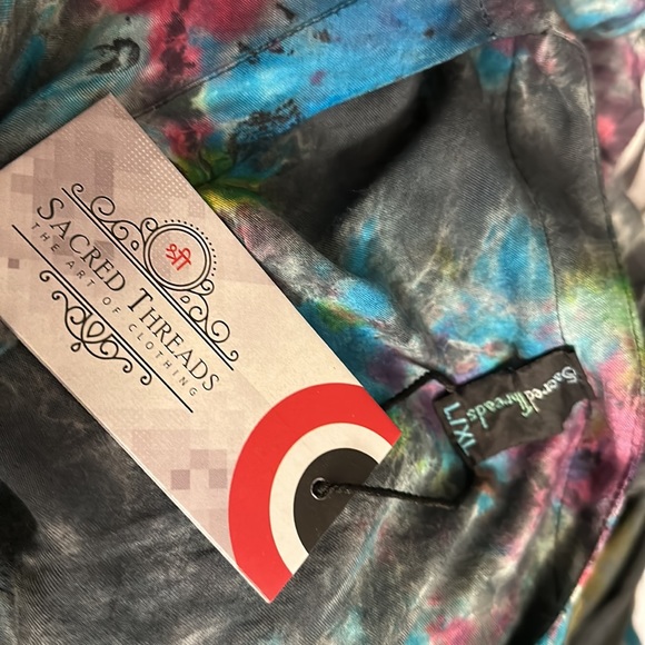 NWT.   Sacred Threads Tye-Dye Dress L/XL. BL/RD11  222684 - Picture 4 of 4